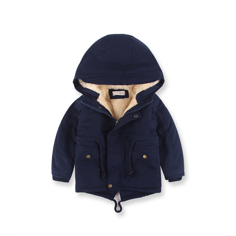 LM 6035 Manteau coupe-vent garçon style Europe et Amérique, coupe-vent en cachemire pour l'automne et l'hiver, vêtements pour enfants