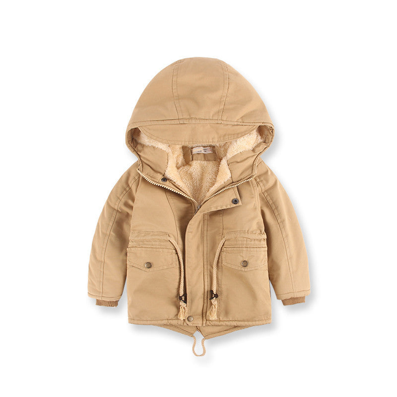 LM 6035 Manteau coupe-vent garçon style Europe et Amérique, coupe-vent en cachemire pour l'automne et l'hiver, vêtements pour enfants