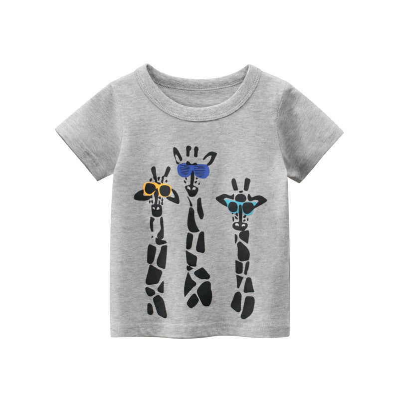 T-shirt infantil de manga curta para o verão, roupa de bebé para homem 