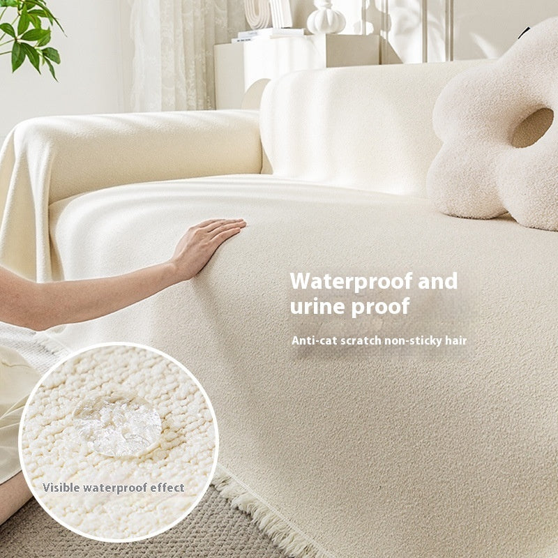 Teddy Plush Waterproof Sofa Cover Sets Of Towels Four Seasons Universal Non-slip