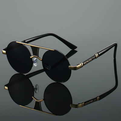 Men's Double Beam Round Frame Classic HD Fashion Sunglasses