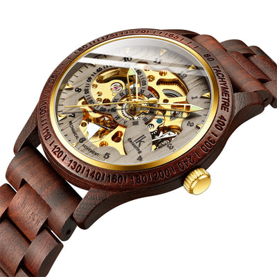Classic Wooden Men's Mechanical Watch - Firebrands