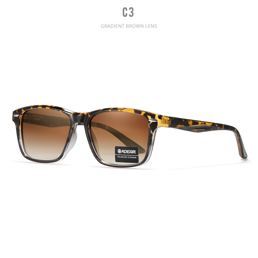 Lunettes de soleil carrées décontractées sans logo, polarisées, sans logo
