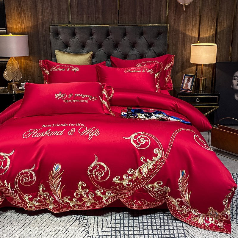 Ensemble de couette en soie glacée, draps et literie quatre pièces