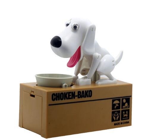 Mealheiro em forma de cão robô, cofre canino para moedas.