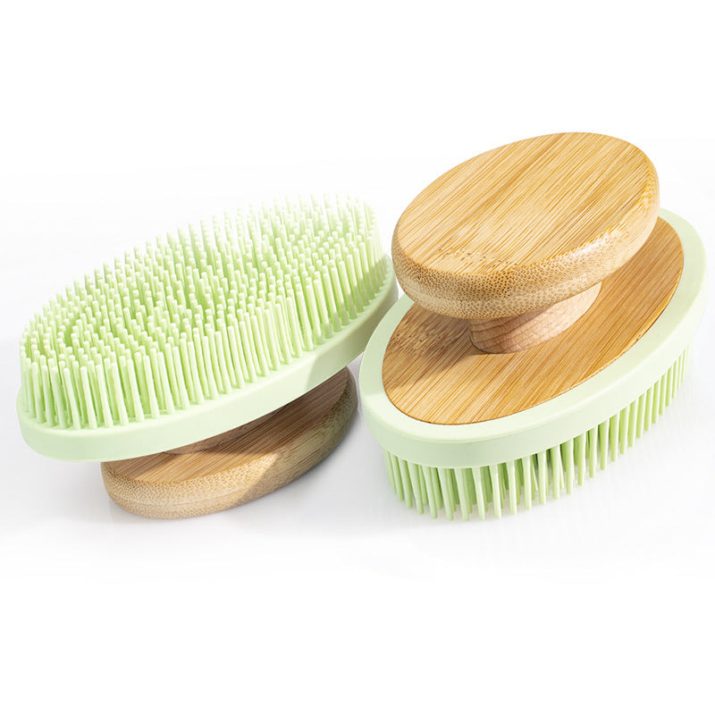 Brosse de bain en silicone pour massage, douce et portable, longue, pour le nettoyage des dents.