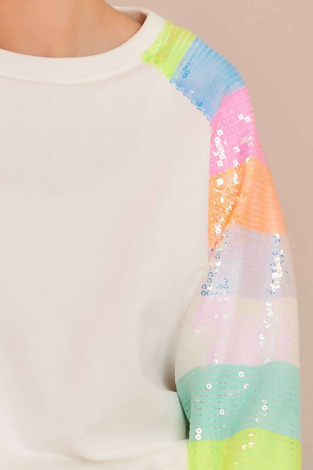 Color Block Sequin Sleeves French Terry Top [Available in SM-L] - Firebrands