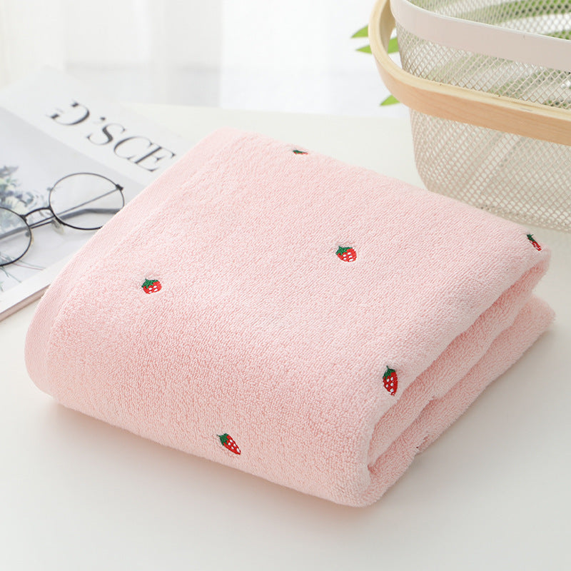 Serviette en coton brodée de fraises