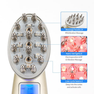 Electric Laser Hair Growth Comb Infrared EMS RF Vibration Massager Microcurrent Hair Care Hair Loss Treatment Hair Regrowth - Firebrands