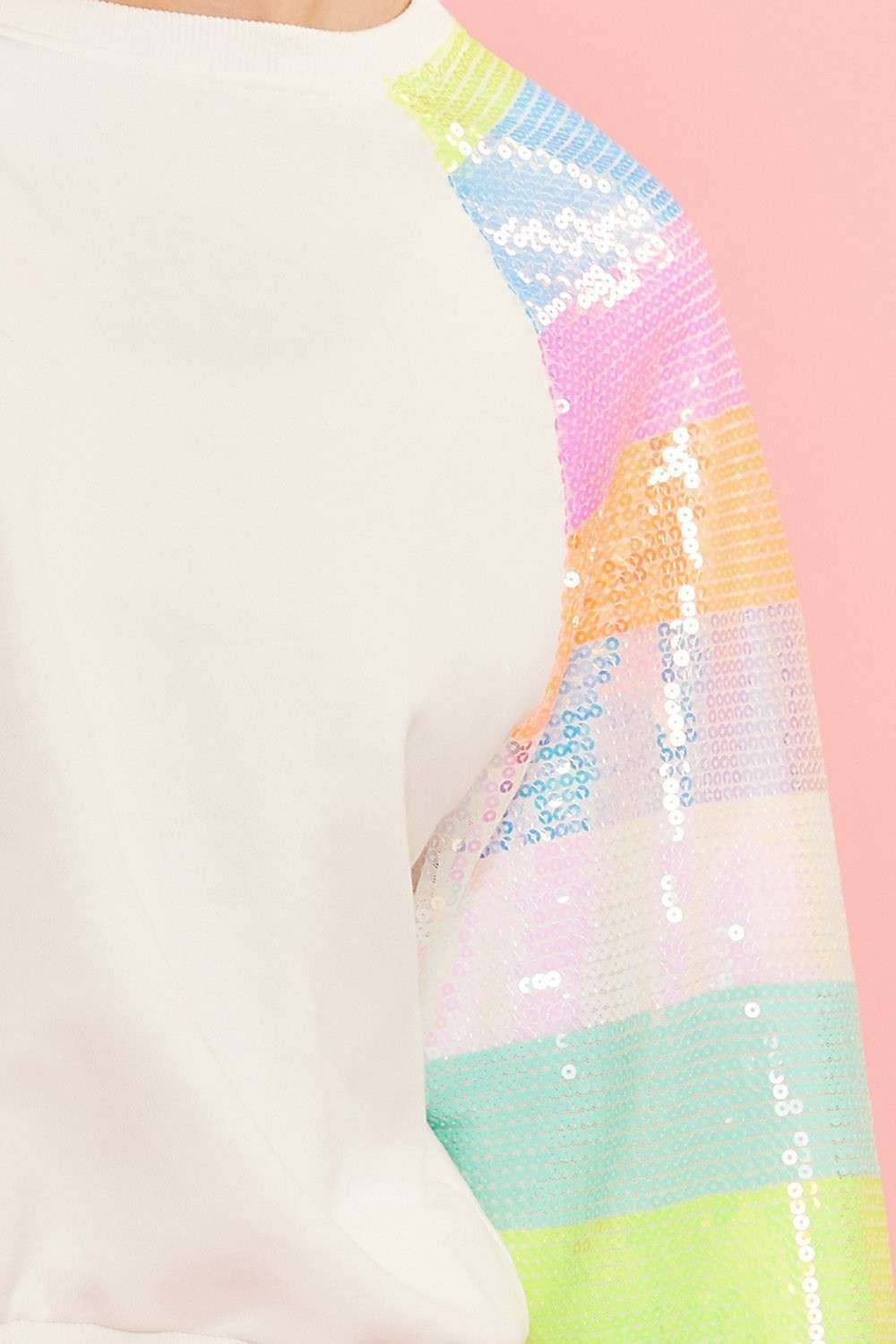 Color Block Sequin Sleeves French Terry Top [Available in SM-L] - Firebrands