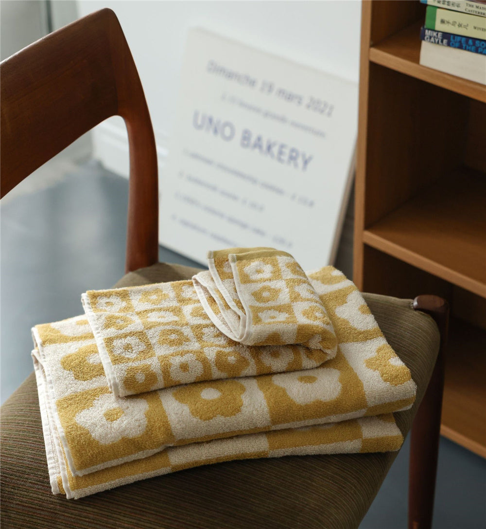 Toalha de algodão colorida com estampado de escamas de peixe em estilo retro