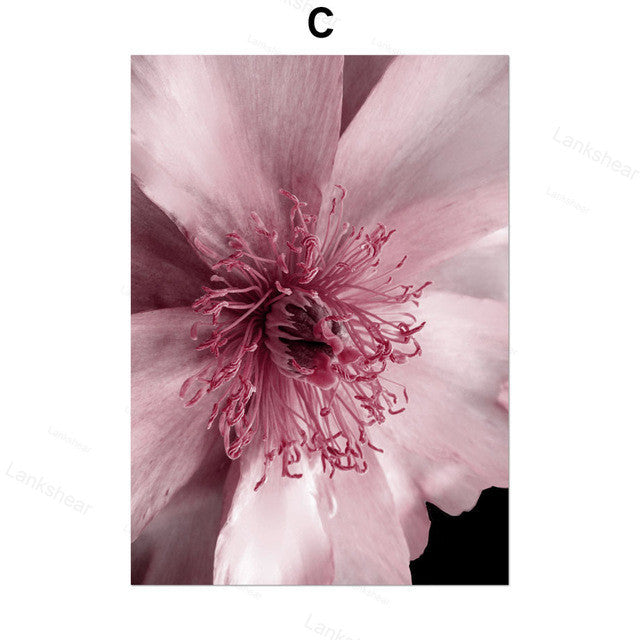 Pintura em tela decorativa com flor de peónia