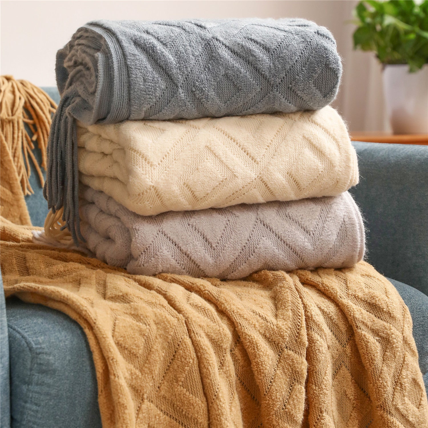 Climatisation d'été au bureau, couverture de sieste, tricot