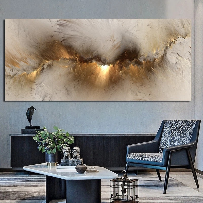 Modern Home Living Room Decorative Painting Mural Frameless Painting Abstract Golden Aurora Landscape Canvas Painting