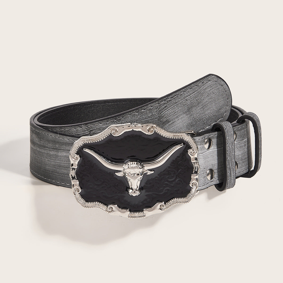 Retro Domineering Epoxy Cattle Head Buckle Women's Casual Men's Jeans Strap Personality Belt
