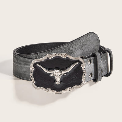 Retro Domineering Epoxy Cattle Head Buckle Women's Casual Men's Jeans Strap Personality Belt
