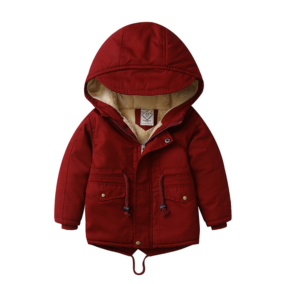 LM 6035 Manteau coupe-vent garçon style Europe et Amérique, coupe-vent en cachemire pour l'automne et l'hiver, vêtements pour enfants