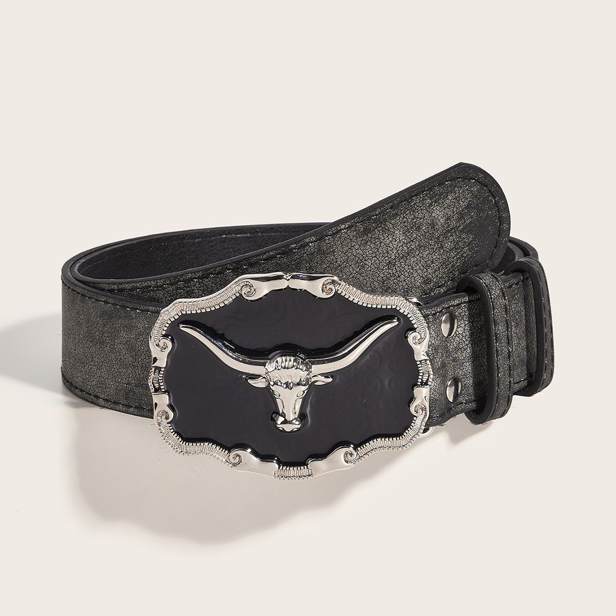 Retro Domineering Epoxy Cattle Head Buckle Women's Casual Men's Jeans Strap Personality Belt