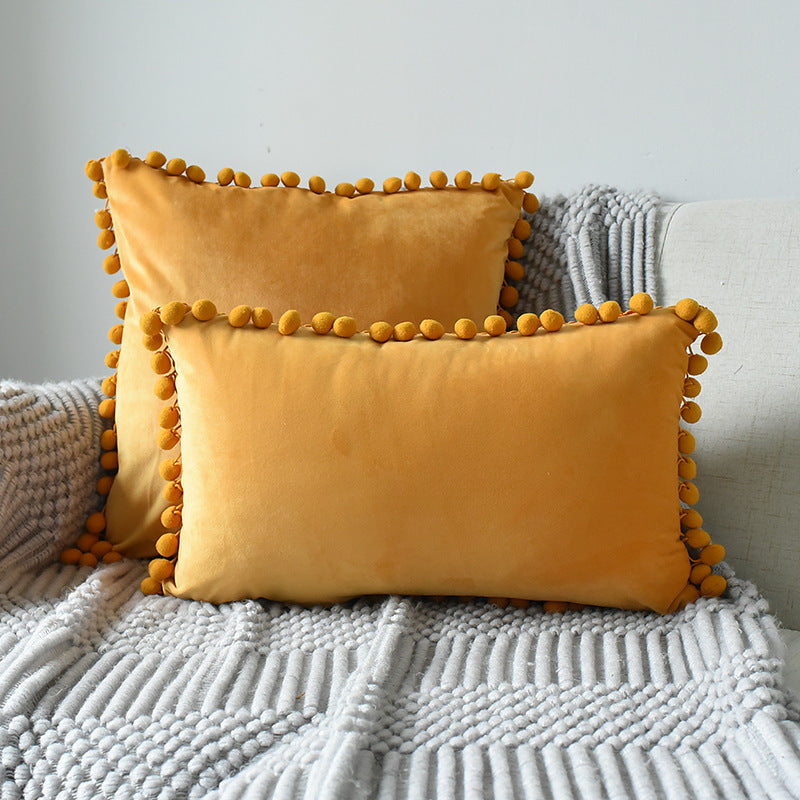 Fur ball velvet sofa cushion pillowcase