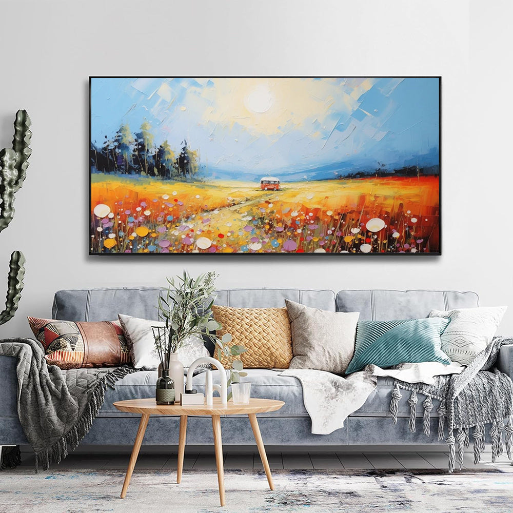 Pinturas de paisagens naturais, arte em tela pintada à mão, pintura a óleo, arte de parede, quadros de grandes dimensões para decoração de sala de estar.