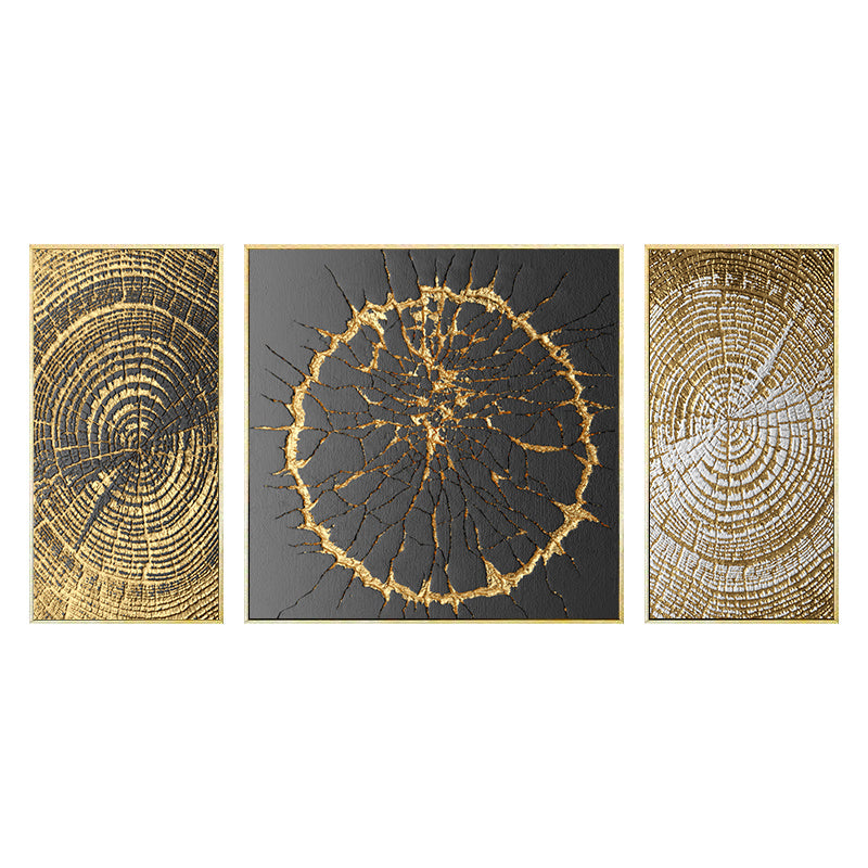 Set Of Luxury Abstract Golden Canvas Wall Art