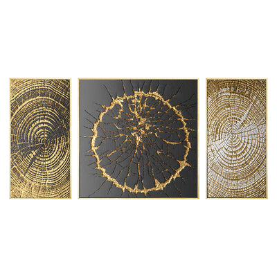 Set Of Luxury Abstract Golden Canvas Wall Art