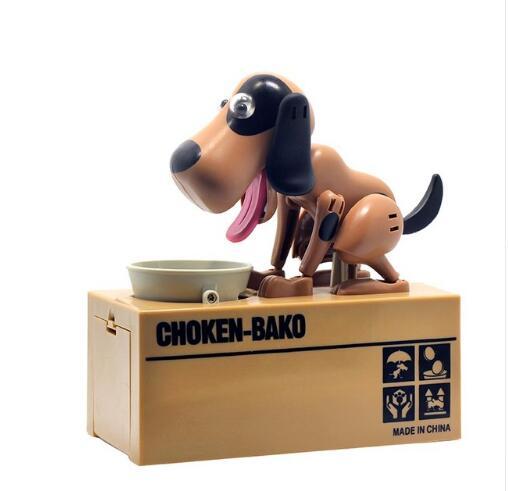 Mealheiro em forma de cão robô, cofre canino para moedas.