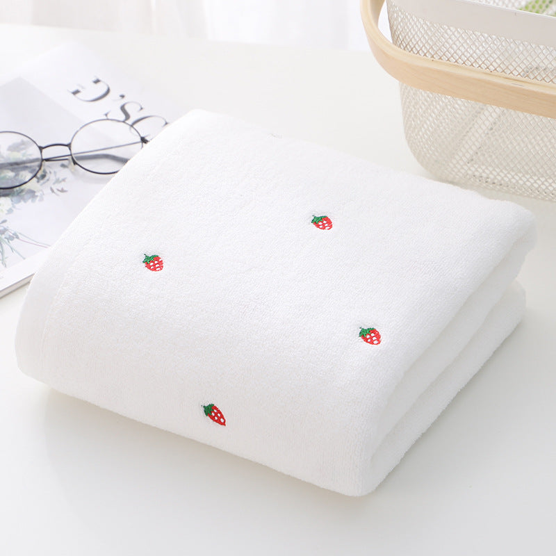 Serviette en coton brodée de fraises