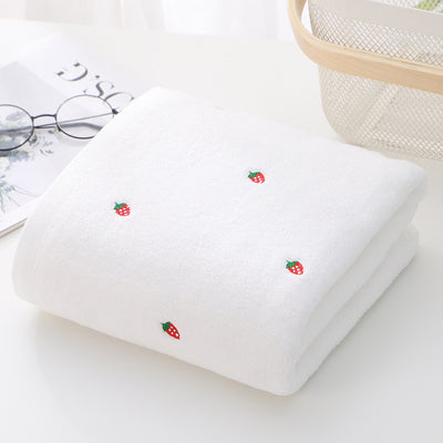 Strawberry Embroidered Cotton Towel
