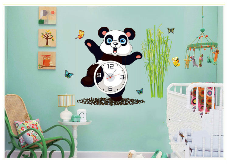 Stickers muraux panda horloge créatifs