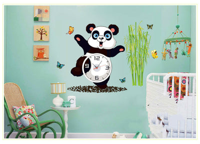 Stickers muraux panda horloge créatifs