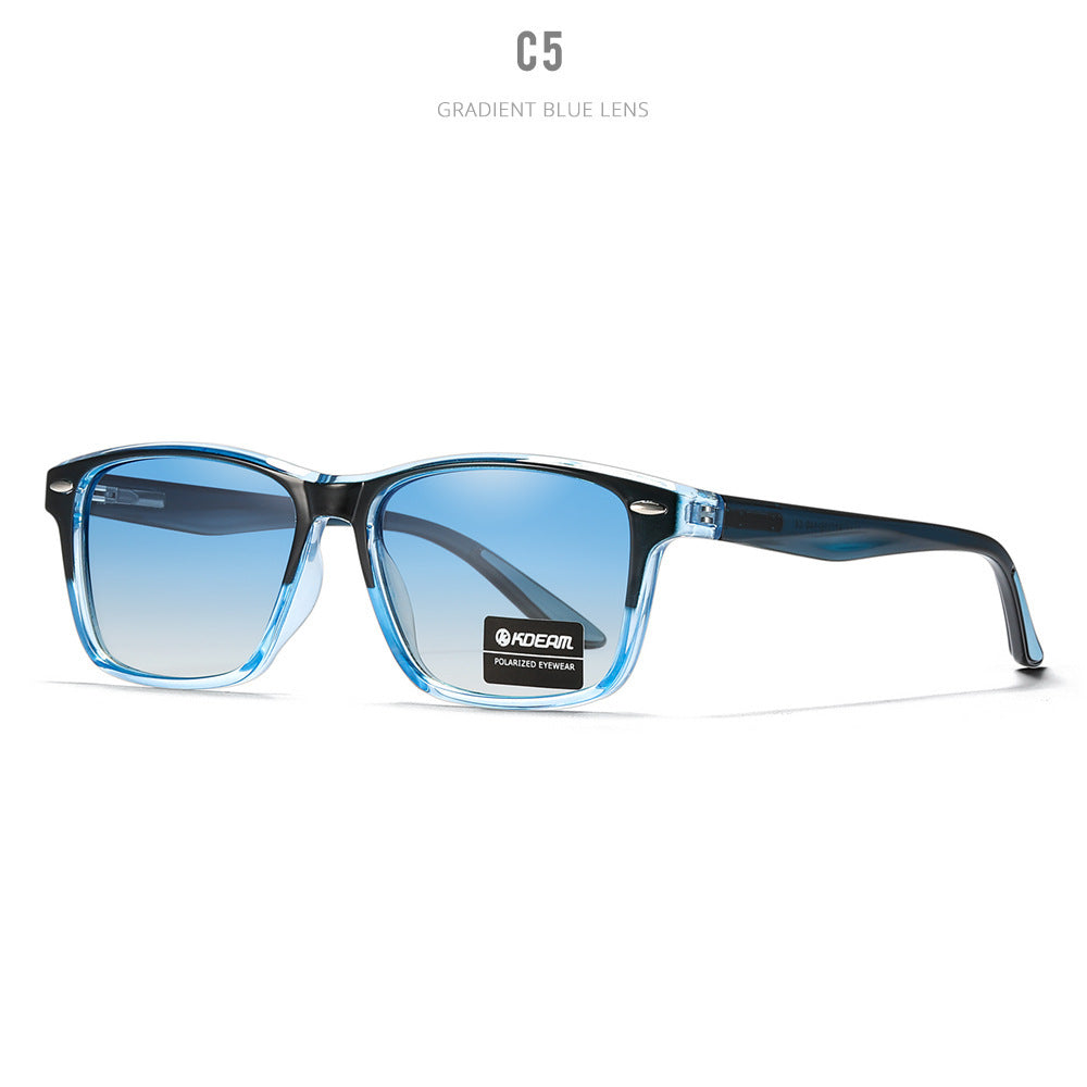 Lunettes de soleil carrées décontractées sans logo, polarisées, sans logo