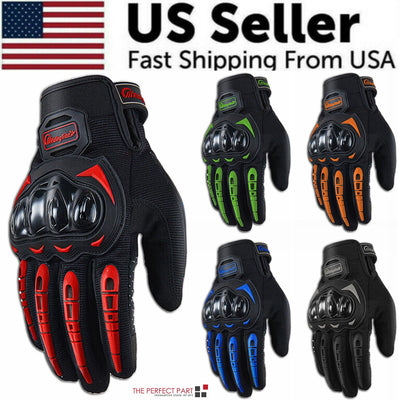 Racing Motorcycle full finger motocross gloves in various colors, featuring hard knuckle armor design for protection.