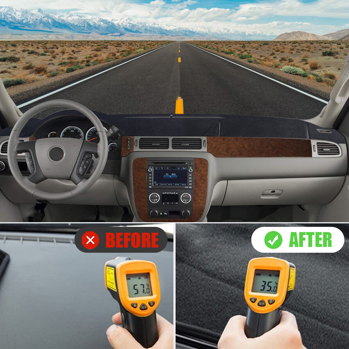 Car Dash Cover Mat Dashboard Pad for Chevy Silverado 1500 2500 Tahoe