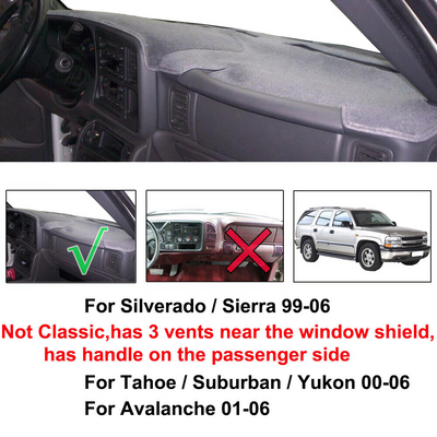 Car Dash Cover Mat Dashboard Pad for Chevy Silverado 1500 2500 Tahoe - Firebrands