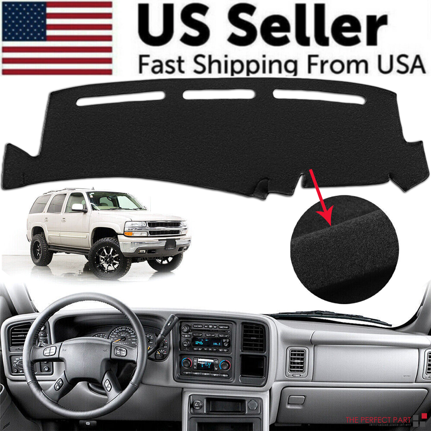 Car Dash Cover Mat Dashboard Pad for Chevy Silverado 1500 2500 Tahoe