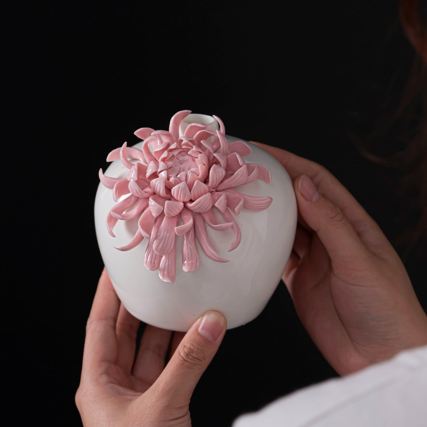 Hand Held Ceramic Flower Vase Pink