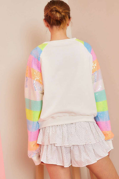Color Block Sequin Sleeves French Terry Top [Available in SM-L] - Firebrands