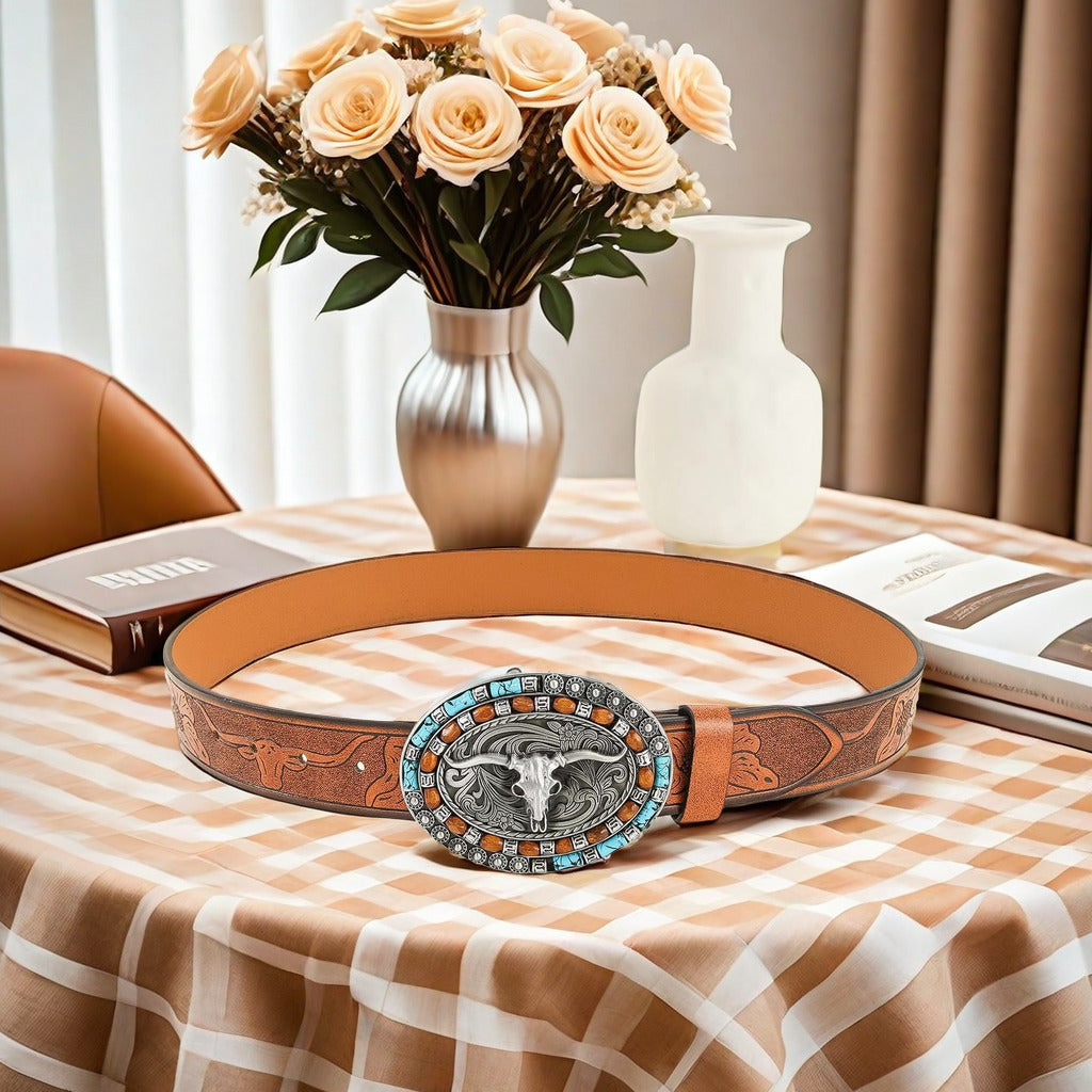 Ceinture homme à boucle tête de vache