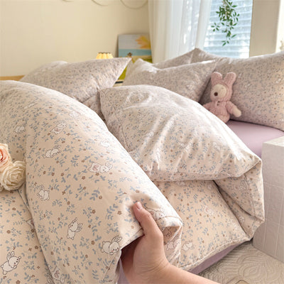 Super Soft Glutinous Clouds Cotton Four-piece Set Washed