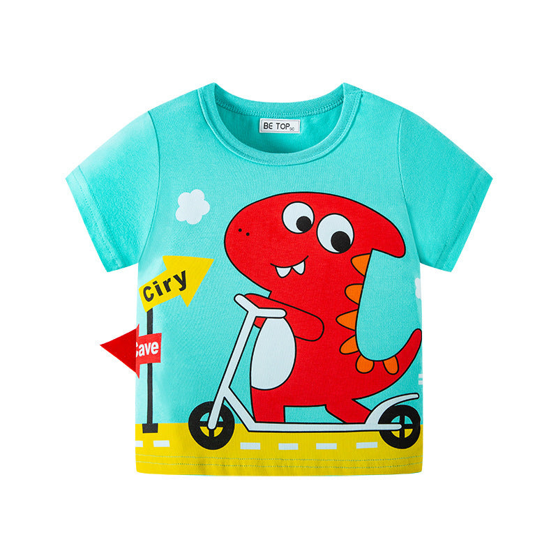 T-shirt infantil de algodão estilo estrangeiro para menino