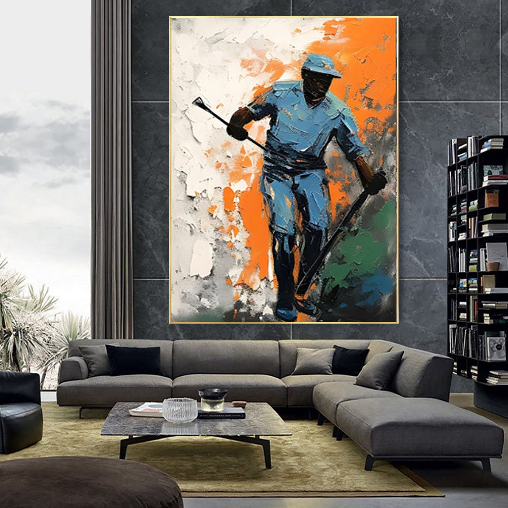 Pintura a óleo artesanal sobre tela para decoração de parede, imagem de hóquei no gelo para meninos e meninas, ideal para clubes e presentes decorativos (sem moldura).