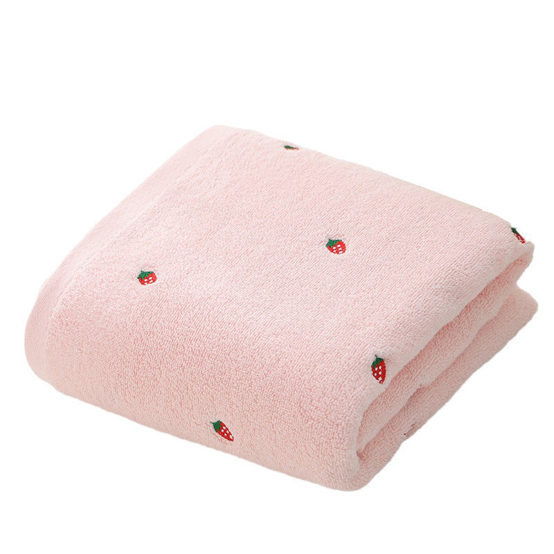 Serviette en coton brodée de fraises