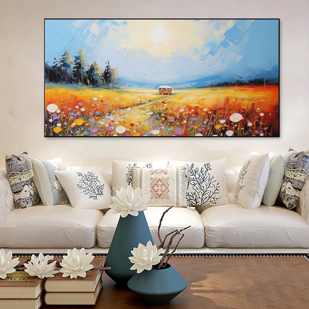 Pinturas de paisagens naturais, arte em tela pintada à mão, pintura a óleo, arte de parede, quadros de grandes dimensões para decoração de sala de estar.