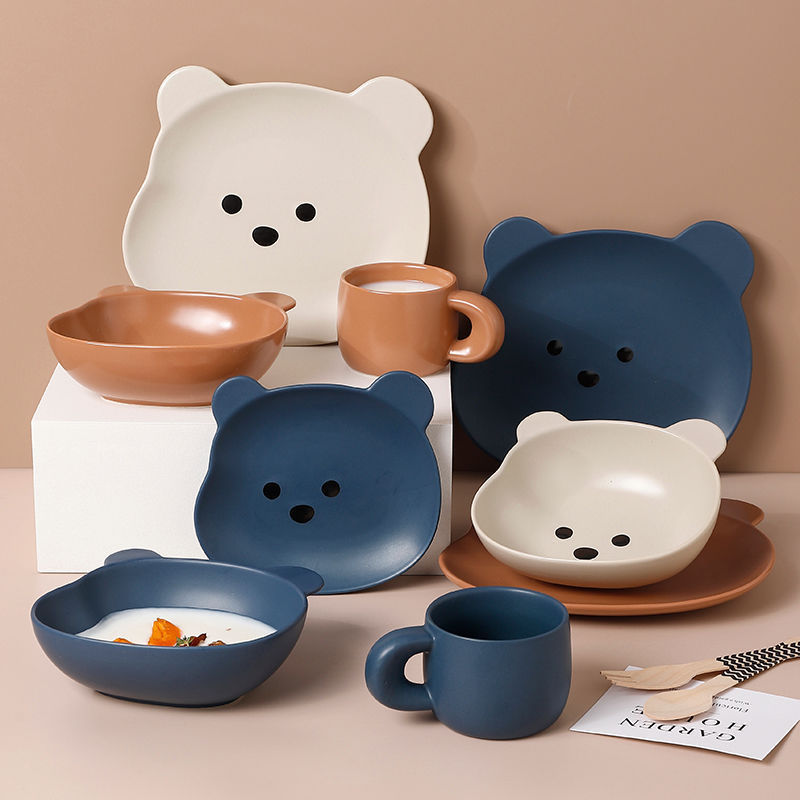 Prato de jantar em forma de urso fofo com desenho animado para casa