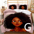 Conjunto de cama com estampado de menina africana para decoração de quarto infantil.