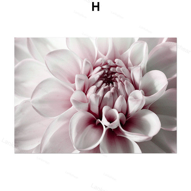 Pintura em tela decorativa com flor de peónia