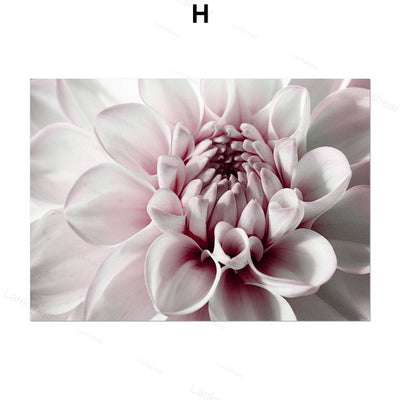 Pintura em tela decorativa com flor de peónia