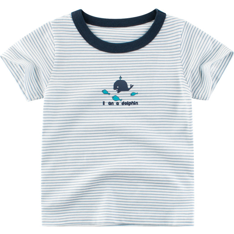 Nova t-shirt de manga curta para menino