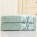 Toalha absorvente em algodão jacquard com estampado de flor de glicínia, 32 fios.